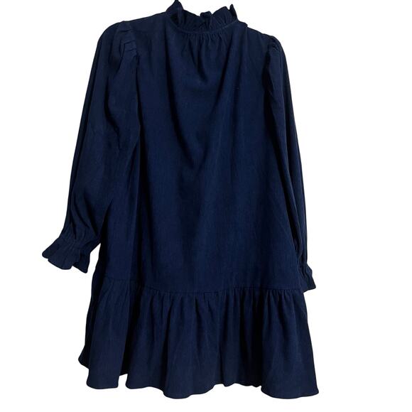 UMGEE NWT Navy Ruffle Trim Babydoll Boho Dress Women Sz M - Picture 3 of 8